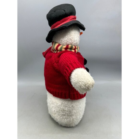 JCPenney Christmas Winter Plush Snowman Door Stop black top Hats 18" Scarf READ - Picture 4 of 9